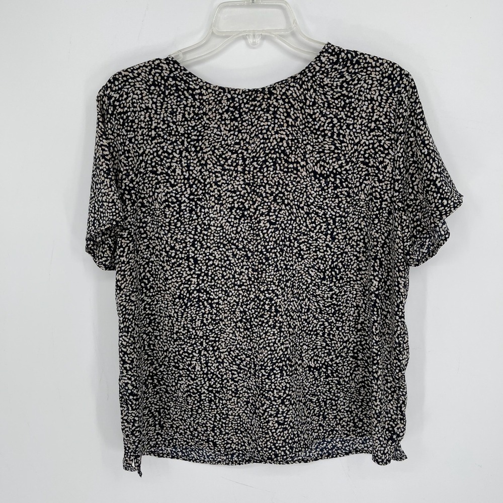 Banana Republic Women's Blue Abstract Dotted Pullover Short Sleeve Blouse Size L